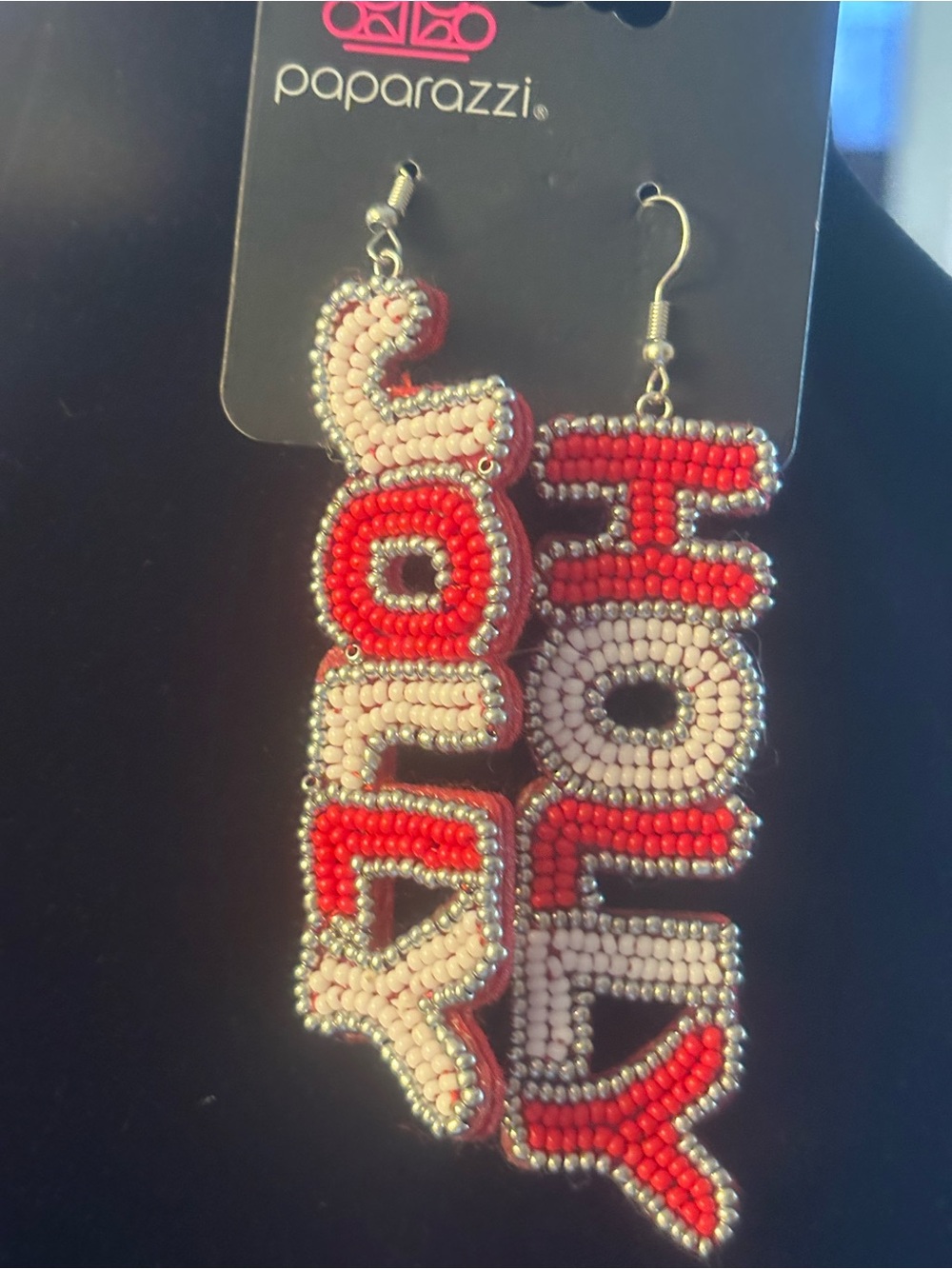 paparazzi Red and Light Pink Beaded 'HOLLY' Statement Earrings